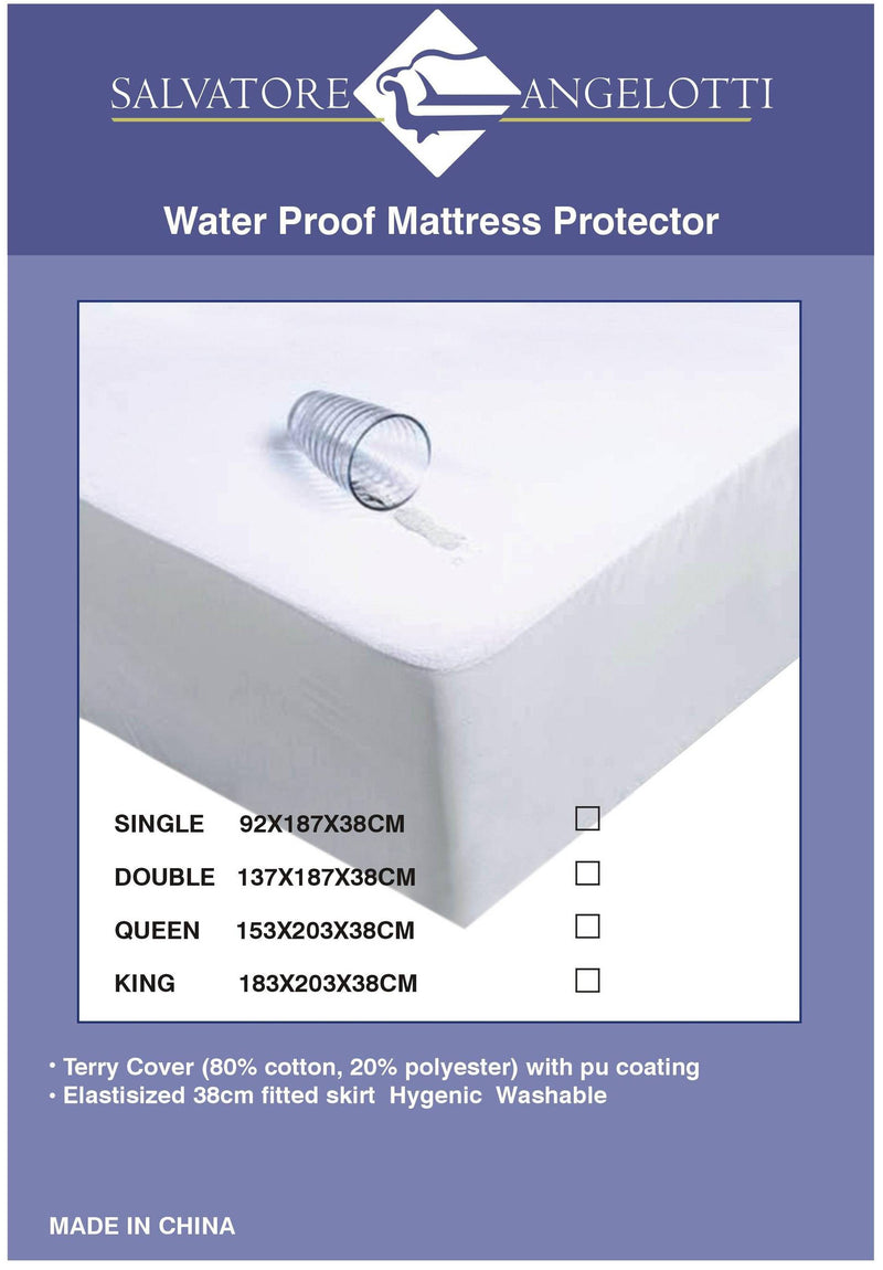 Single Mattress Protector - Waterproof Terry w Skirt - Sale Now