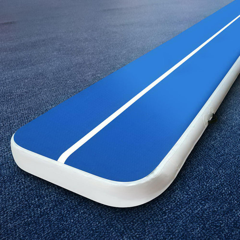 4m x 1m Inflatable Air Track Mat 20cm Thick Gymnastic Tumbling Blue And White - Sale Now