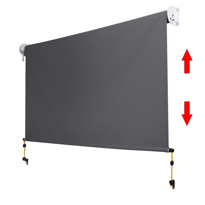 Instahut 2.1m x 2.5m Retractable Roll Down Awning - Grey - Sale Now