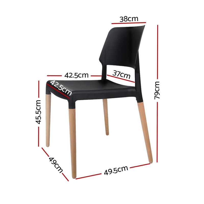 Artiss Set of 4 Wooden Stackable Dining Chairs - Black - Sale Now