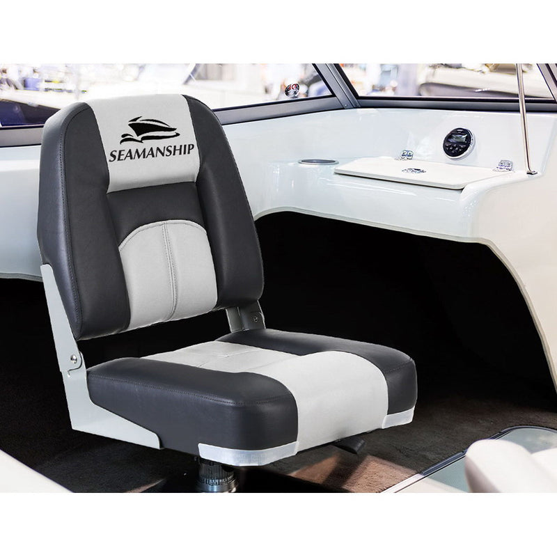 Seamanship 2X Folding Boat Seats Seat Marine Seating Set Swivels All Weather - Sale Now
