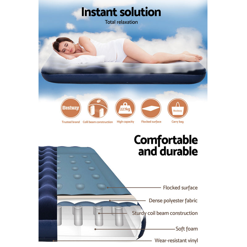 Bestway Air Bed Beds Inflatable Mattress Sleeping Camping Outdoor Single Size - Sale Now