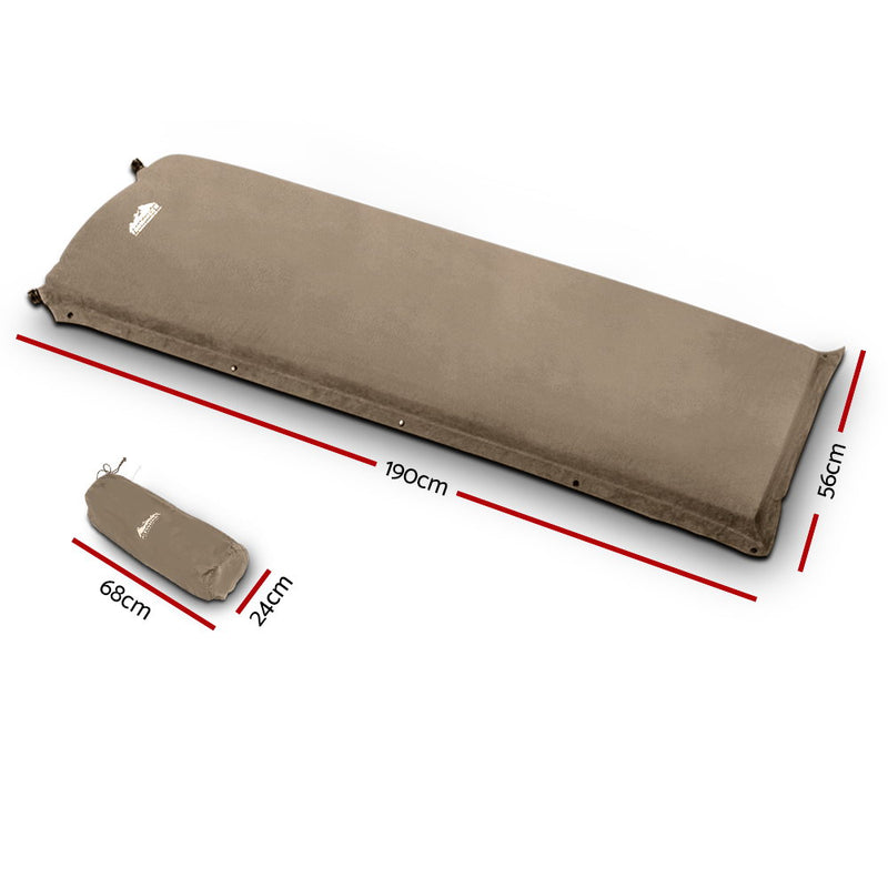 Weisshorn Single Size Self Inflating Matress Mat Joinable 10CM Thick  Coffee - Sale Now