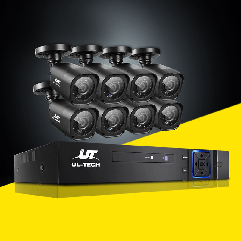 UL-TECH 8CH 5 IN 1 DVR CCTV Security System Video Recorder /w 8 Cameras 1080P HDMI Black - Sale Now