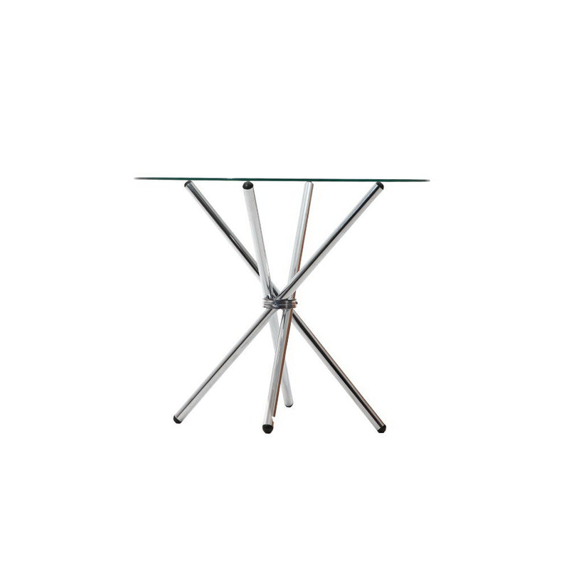 Artiss Round Dining Table 4 Seater 90cm Tempered Glass Clear Chrome Steel Legs Cross Cafe Kitchen Tables - Sale Now