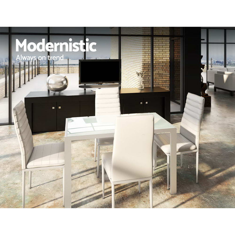 Artiss 5 Piece Dining Table Set - White - Sale Now