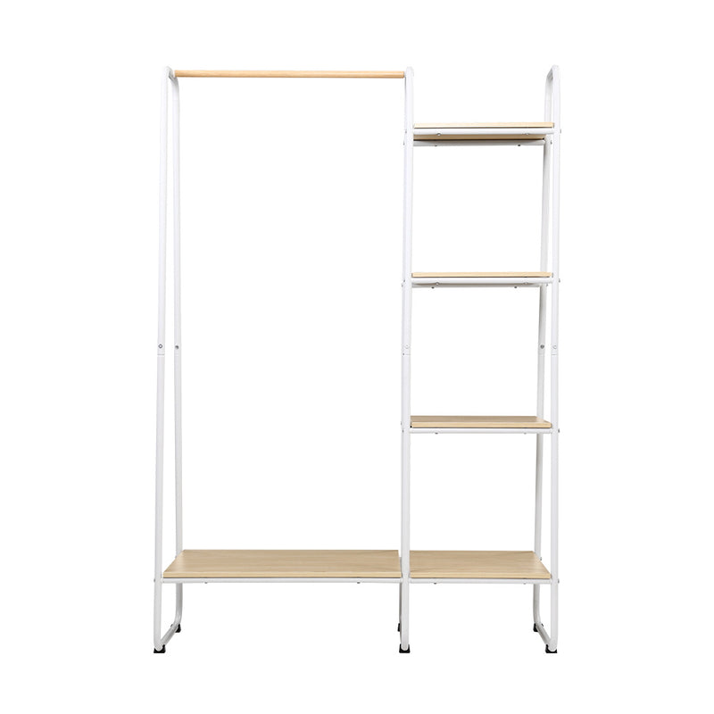 Closet Storage Rack Clothes Hanger Shelf Garment Rail Stand Wardrobe Organiser White - Sale Now
