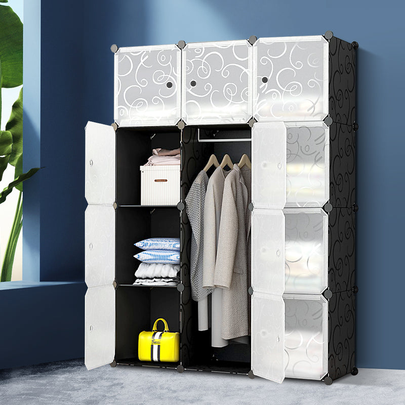 12 Cube Storage Cabinet DIY Cupboard Wardrobe Shoe Rack Bookshelves Organiser - Sale Now