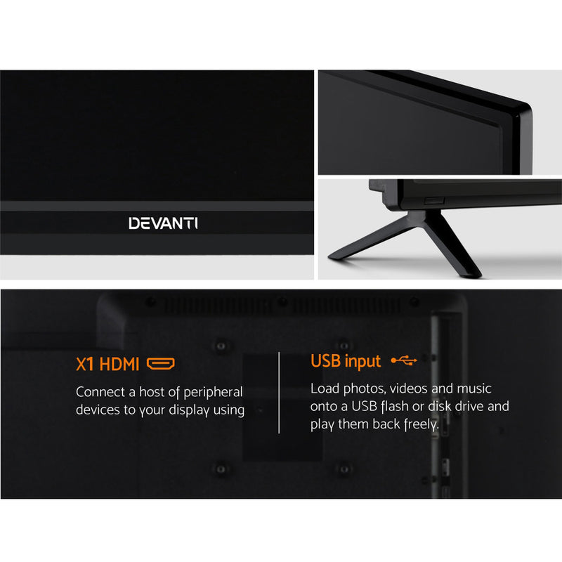 Devanti 24" Inch LED TV Combo Built-In DVD Player DC 12V Caravan Boat USB - Sale Now