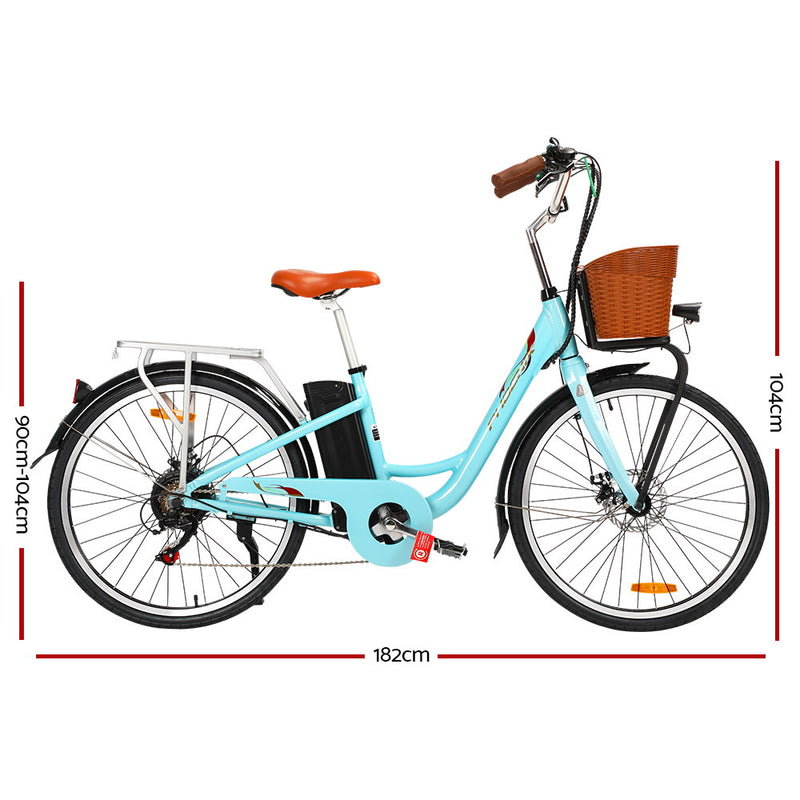 Phoenix 26" Electric Bike eBike e-Bike City Bicycle Vintage Style LG Battery Motorized Basket Green - Sale Now