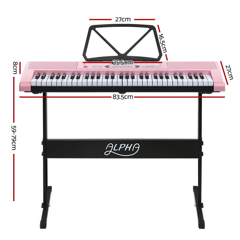 Alpha 61 Key Lighted Electronic Piano Keyboard LED Electric Holder Music Stand - Sale Now