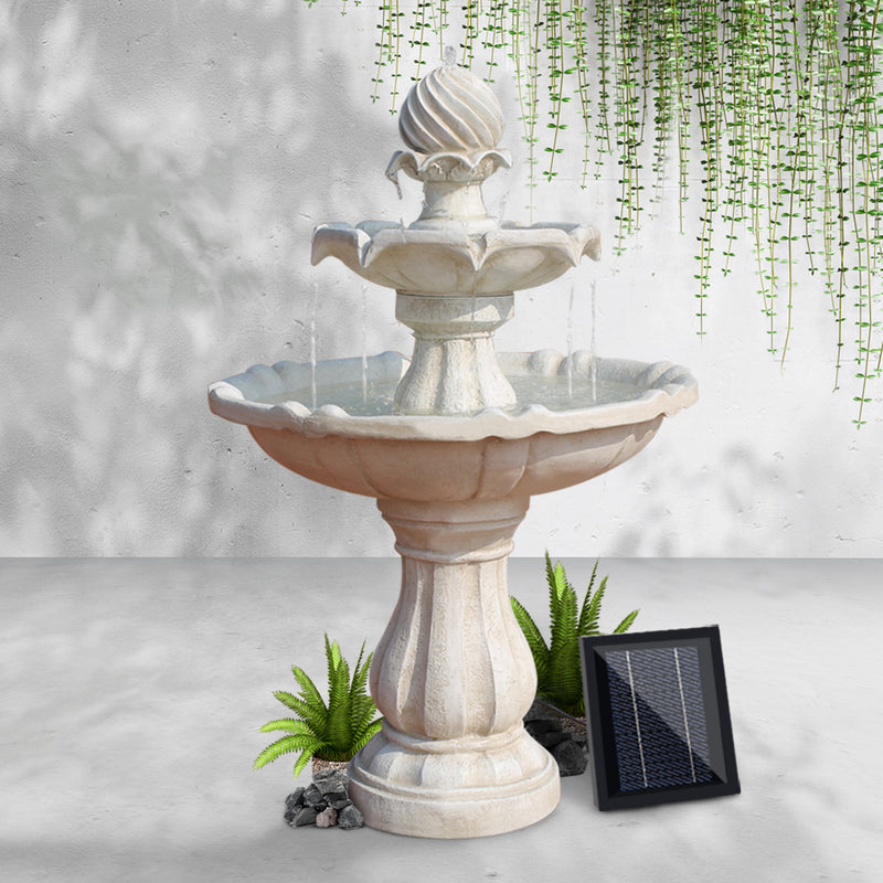 Gardeon 3 Tier Solar Powered Water Fountain - Ivory - Sale Now