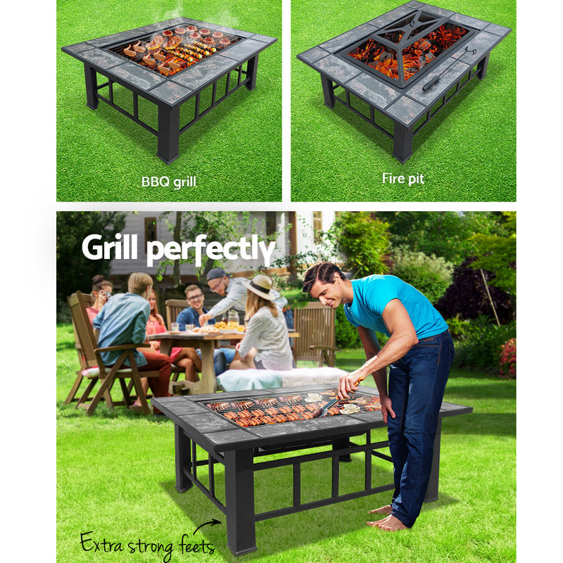 Grillz Outdoor Fire Pit BBQ Table Grill Fireplace - Sale Now