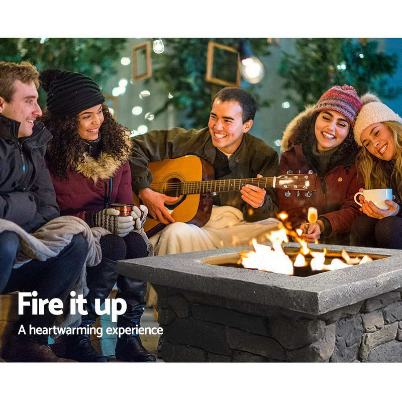Grillz Fire Pit Outdoor Table Charcoal Garden Fireplace Backyard Firepit Heater - Sale Now