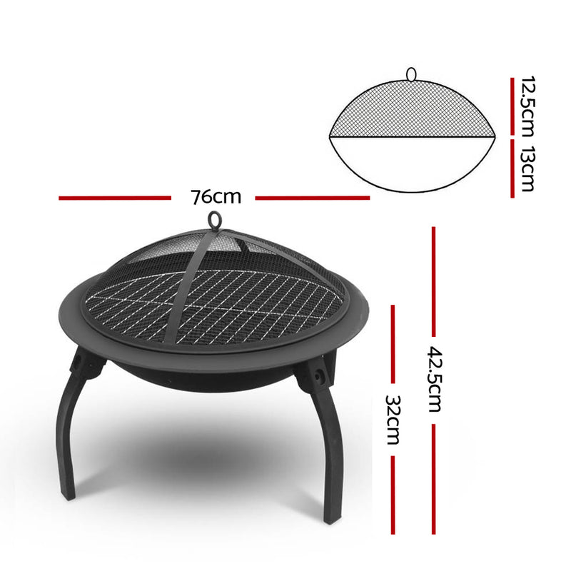 Grillz 30 Inch Portable Foldable Outdoor Fire Pit Fireplace - Sale Now