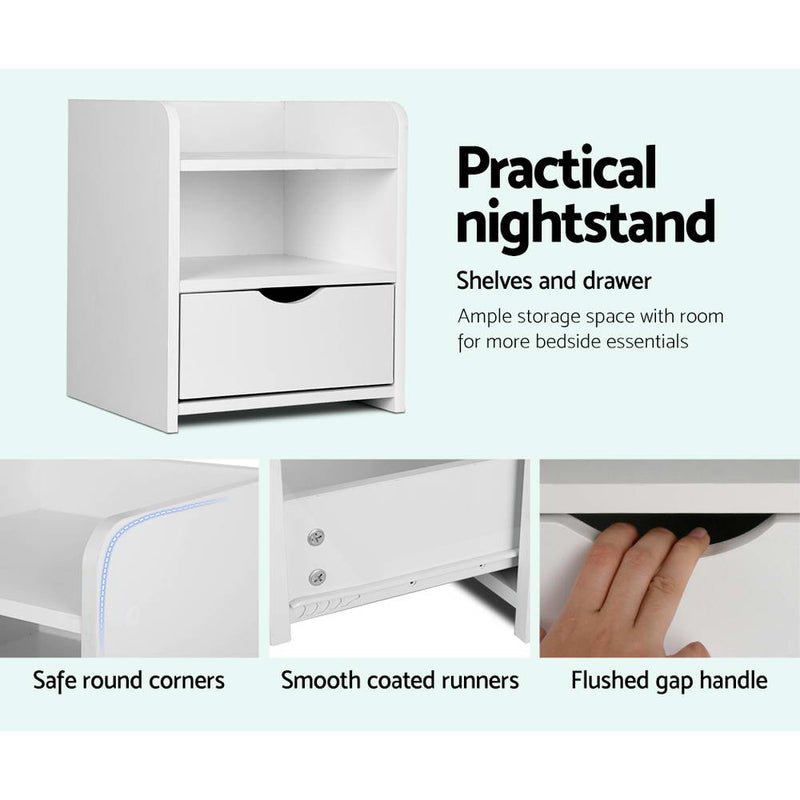 Artiss Bedside Table Drawer - White - Sale Now