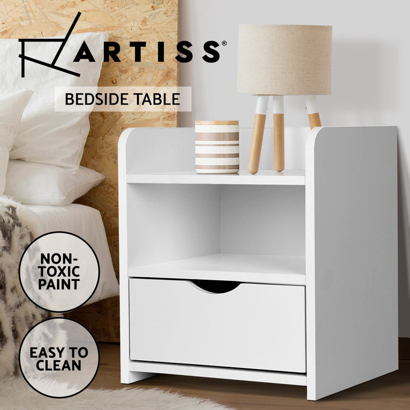 Artiss Bedside Table Drawer - White - Sale Now
