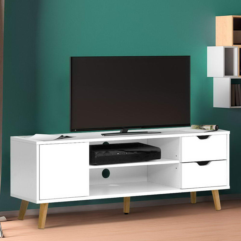 Artiss TV Cabinet Entertainment Unit Stand Wooden Scandinavian 120cm White - Sale Now