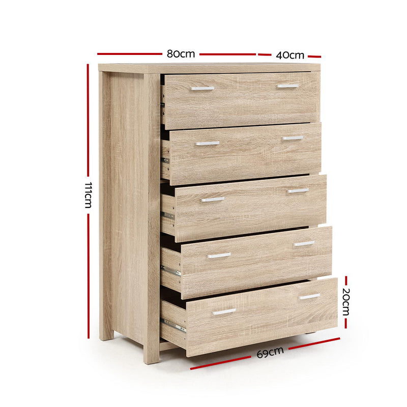 Artiss 5 Chest of Drawers Tallboy Dresser Table Bedroom Storage Cabinet - Sale Now