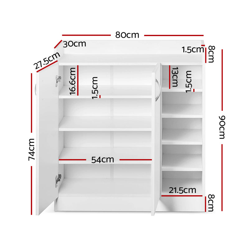 Artiss 2 Doors Shoe Cabinet Storage Cupboard - White - Sale Now