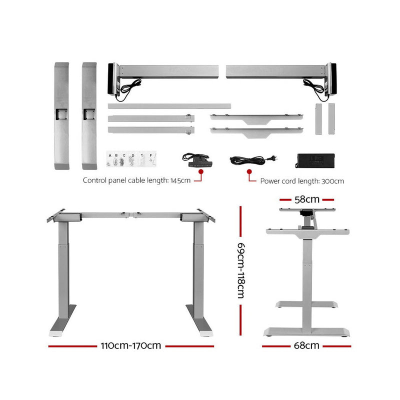 Artiss Standing Desk Motorised Height Adjustable Laptop Computer Table Electric Riser Dual Motor 120cm - Sale Now