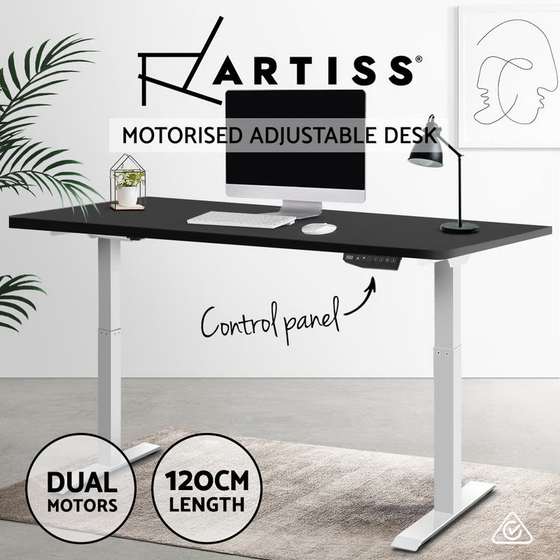 Artiss Standing Desk Sit Stand Table Riser Motorised Electric Laptop Computer Desks Dual Motor 120cm - Sale Now