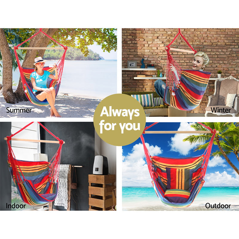 Gardeon Hammock Swing Chair with Cushion - Multi-colour - Sale Now