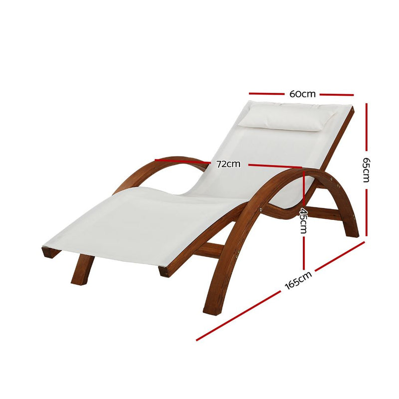 Gardeon Outdoor Wooden Sun Lounge Setting Day Bed Chair Garden Patio Furniture - Sale Now