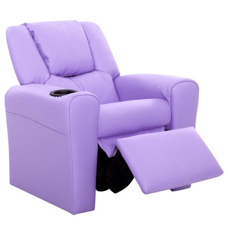 Keezi Luxury Kids Recliner Sofa Children Lounge Chair PU Couch Armchair Purple - Sale Now