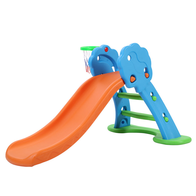 Keezi Kids Slide with Basketball Hoop with Ladder Base Outdoor Indoor Playground Toddler Play - Sale Now