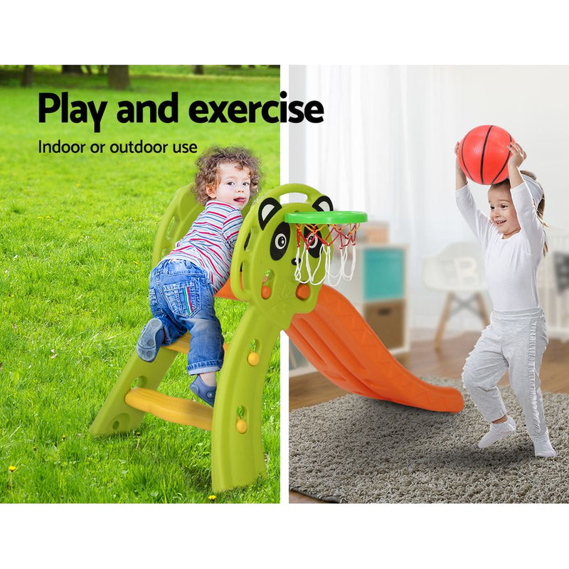 Keezi Kids Slide Basketball Hoop Activity Center Outdoor Toddler Play Set Orange - Sale Now