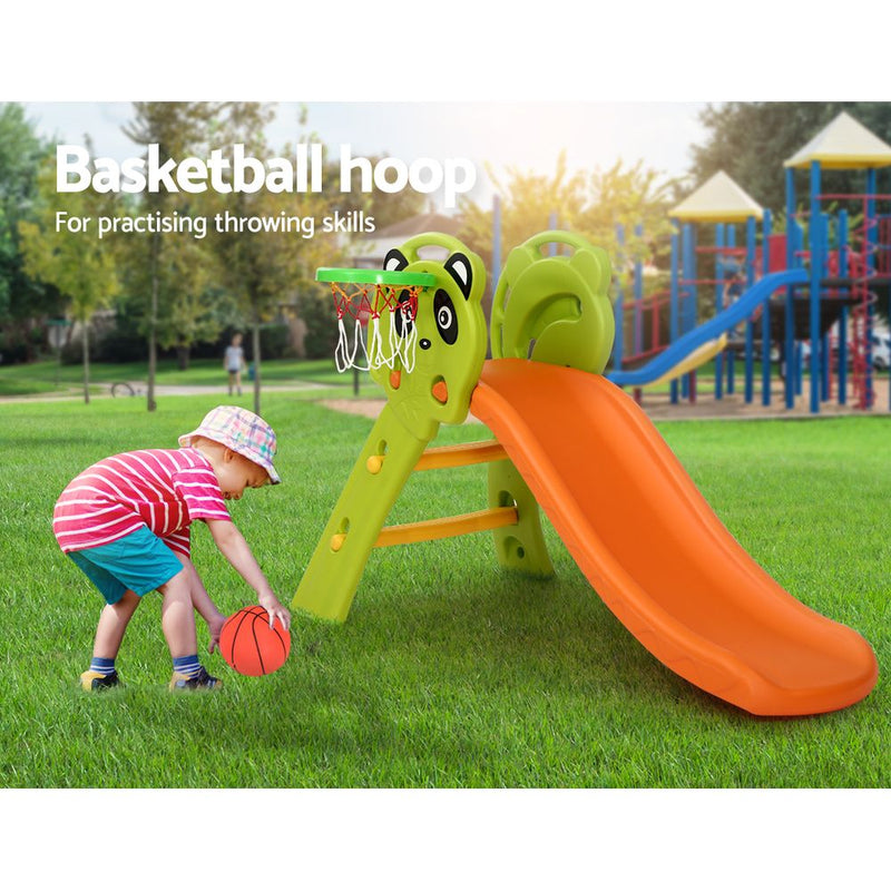 Keezi Kids Slide Basketball Hoop Activity Center Outdoor Toddler Play Set Orange - Sale Now