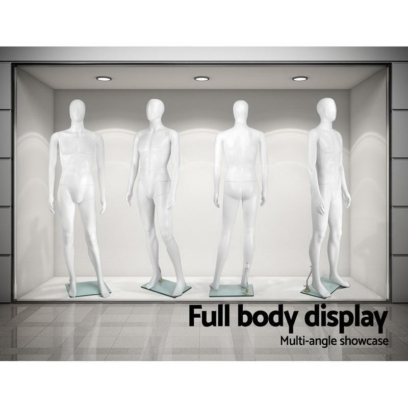 186cm Tall Full Body Male Mannequin - White - Sale Now