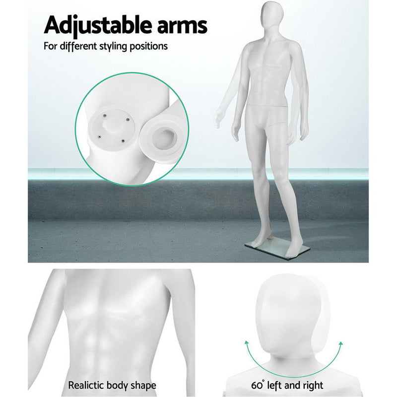 186cm Tall Full Body Male Mannequin - White - Sale Now