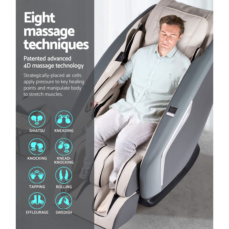Livemor 3D Electric Massage Chair Shiatsu SL Track Full Body 58 Air Bags Navy Grey - Sale Now