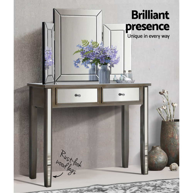 Artiss Mirrored Furniture Dressing Console Hallway Hall Table Drawers Sidebaord - Sale Now