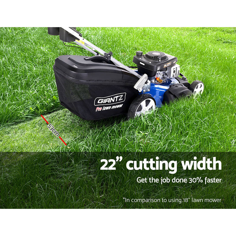 Giantz Lawn Mower Self Propelled 4 Stroke 22" 220cc Petrol Mower Grass Catch - Sale Now