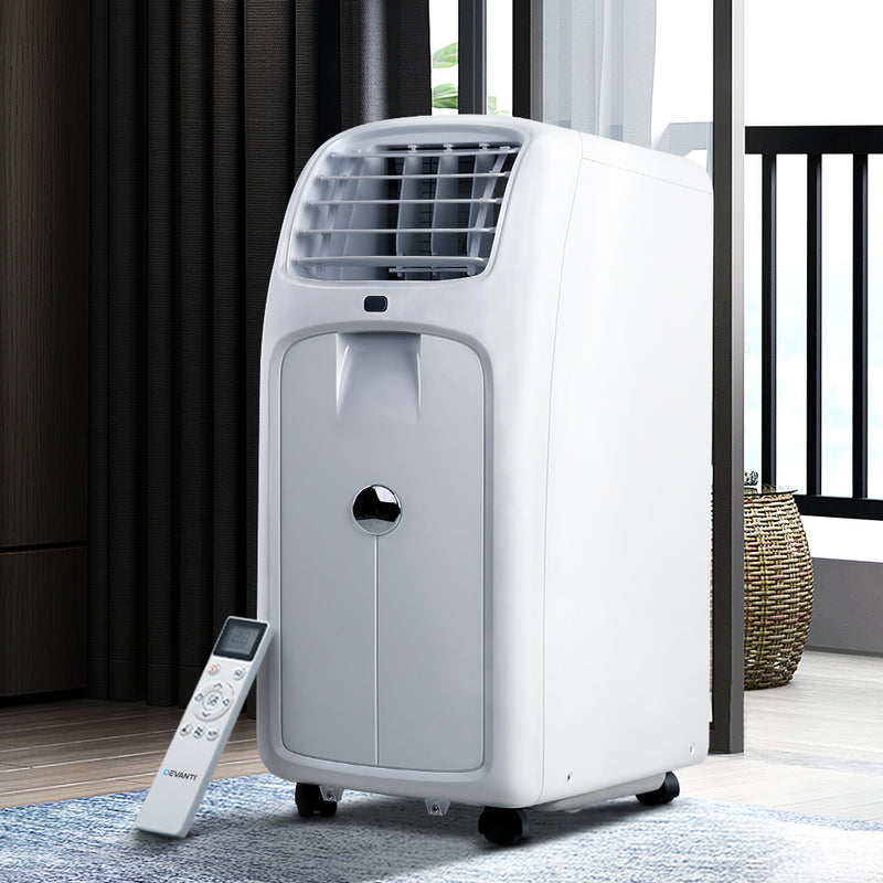 Devanti Portable Air Conditioner Cooling Mobile Fan Cooler Remote Window Kit White 2050W - Sale Now