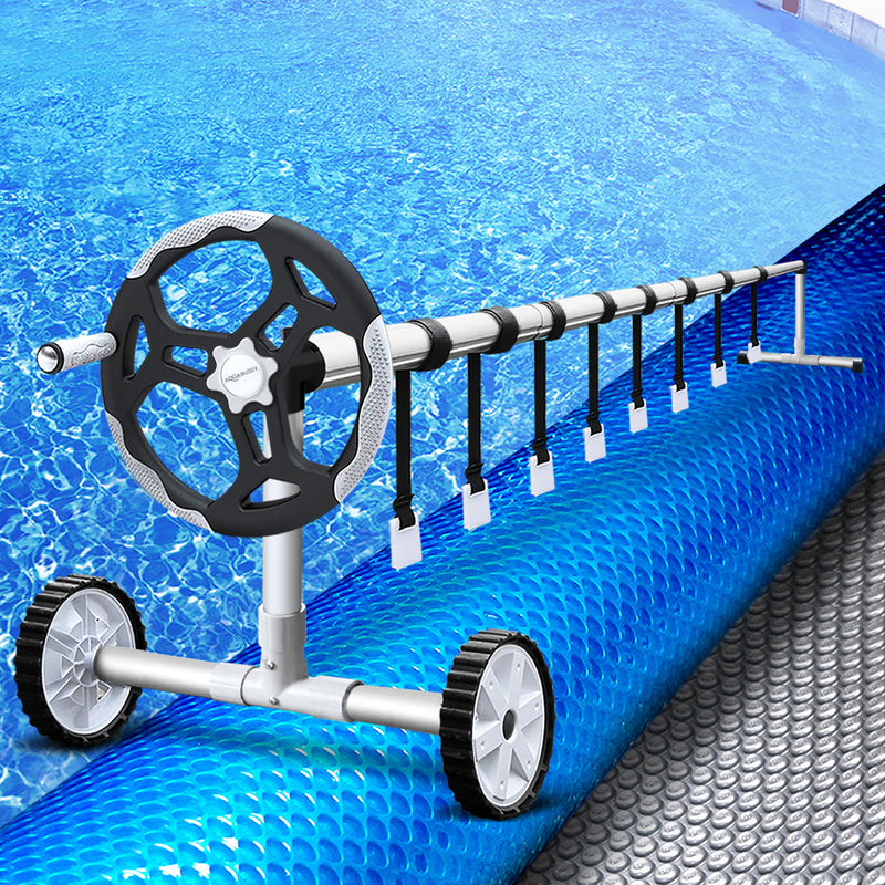 Aquabuddy Solar Swimming Pool Cover Blanket with Roller Wheel Adjustable 7 X 4m - Sale Now