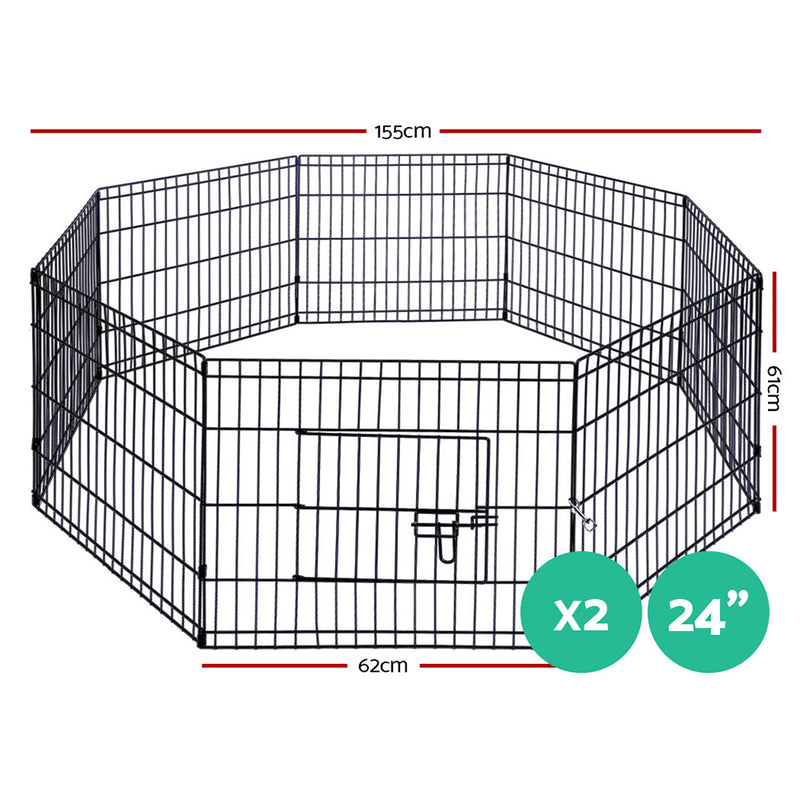 i.Pet 2X24" 8 Panel Pet Dog Playpen Puppy Exercise Cage Enclosure Fence Play Pen - Sale Now