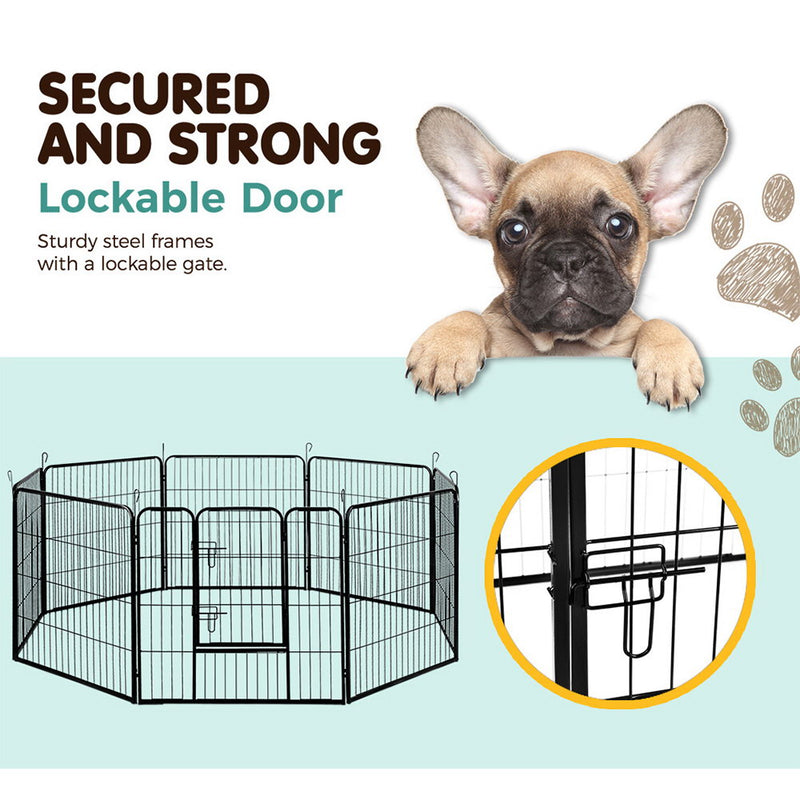 i.Pet 8 Panel Pet Dog Playpen Puppy Exercise Cage Enclosure Fence Play Pen 80x80cm - Sale Now