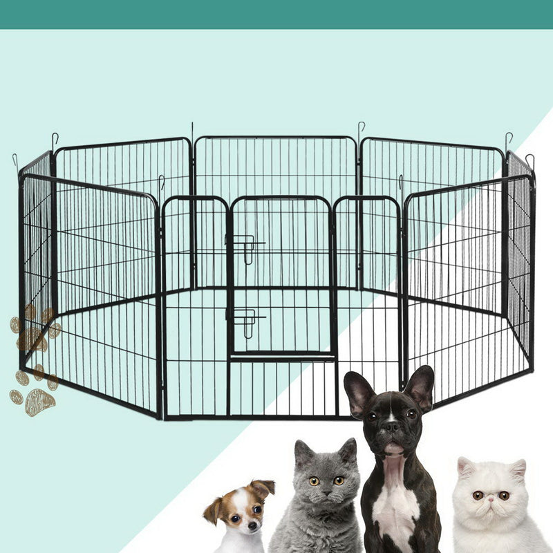 i.Pet 8 Panel Pet Dog Playpen Puppy Exercise Cage Enclosure Fence Play Pen 80x80cm - Sale Now