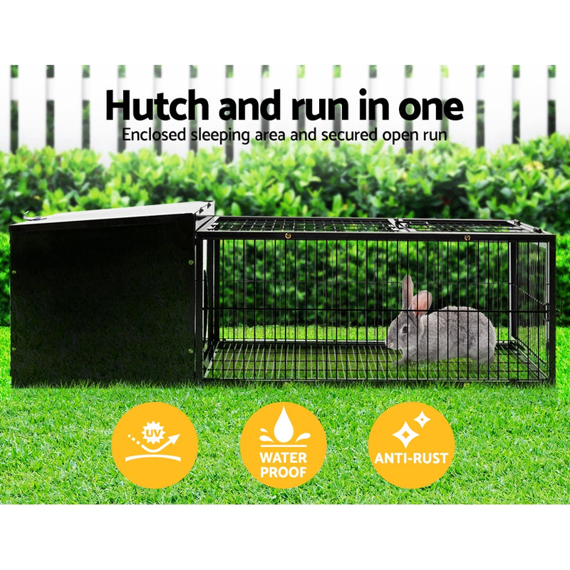 i.Pet Rabbit Cage Hutch Cages Indoor Outdoor Hamster Enclosure Pet Metal Carrier 122CM Length - Sale Now