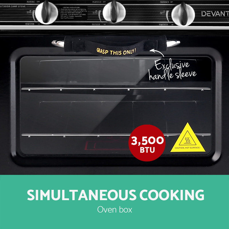 Devanti 3 Burner Portable Oven - Silver & Black - Sale Now