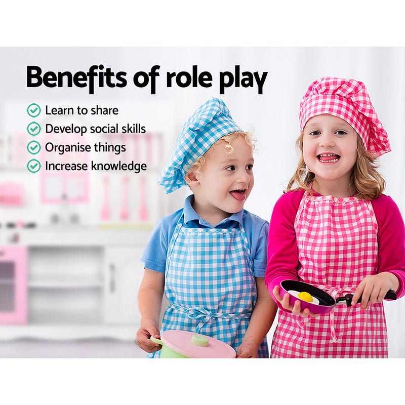 Keezi Kids Wooden Kitchen Play Set - White & Pink - Sale Now