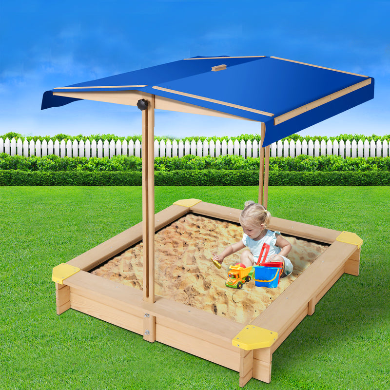 Keezi Wooden Outdoor Sand Box Set Sand Pit- Natural Wood - Sale Now