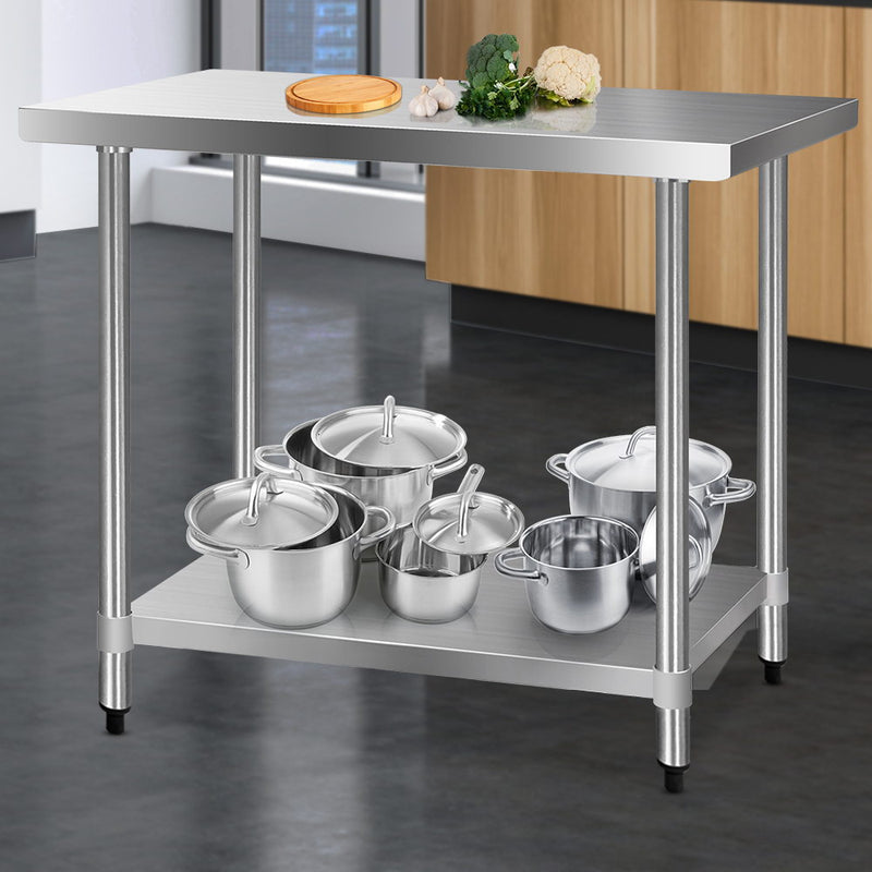 Cefito 1219 x 610mm Commercial Stainless Steel Kitchen Bench - Sale Now