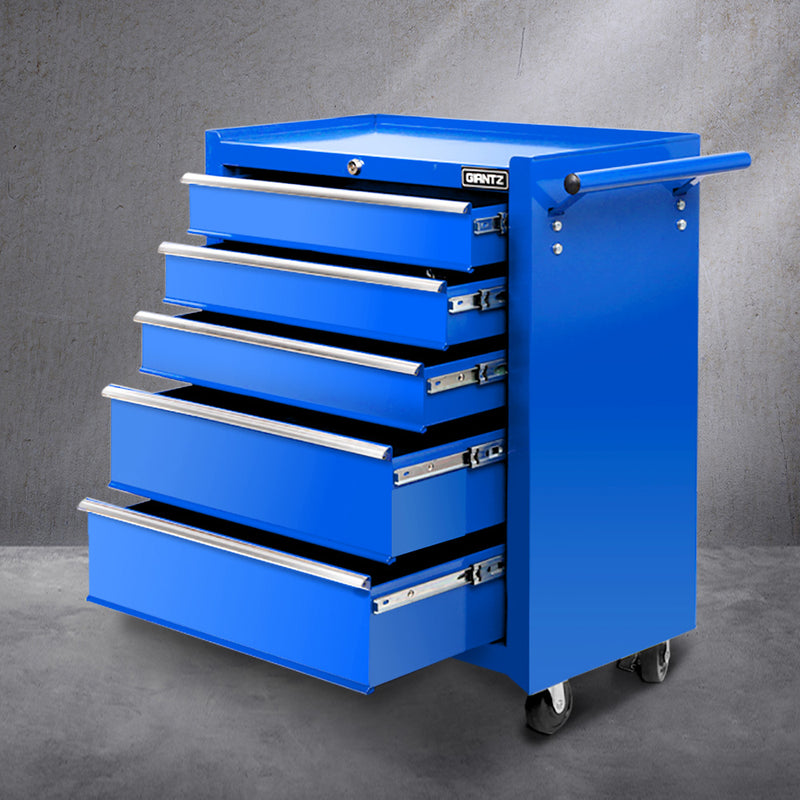 Giantz 5 Drawer Mechanic Tool Box Storage Trolley - Blue - Sale Now