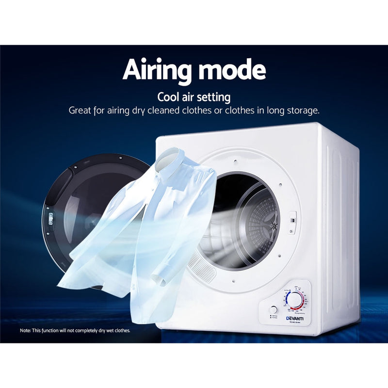 Devanti 4kg Tumble Dryer Machine Air Vented Front Load Wall Mount - Sale Now