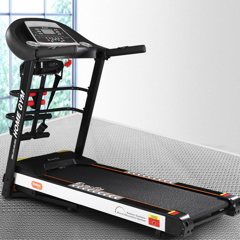 Everfit Electric Treadmill 450mm 18kmh 3.5HP Auto Incline Home Gym Run Exercise Machine Fitness Dumbbell Massager Sit Up Bar - Sale Now